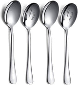 Spoons - 4-piece set - Stainless steel salad spoons - Includes 2 serving spoons and 2 skimmers - Suitable for desserts and coffee