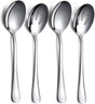 Spoons - 4-piece set - Stainless steel salad spoons - Includes 2 serving spoons and 2 skimmers - Suitable for desserts and coffee