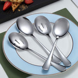 Spoons - 4-piece set - Stainless steel salad spoons - Includes 2 serving spoons and 2 skimmers - Suitable for desserts and coffee