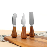 Cheese Knives Set – Portable for Picnic, 4.9 Inches with Wooden Handle, Silver, Set of 6 - Side View