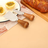 Cheese Knives Set – Portable for Picnic, 4.9 Inches with Wooden Handle, Silver, Set of 6 - 45-Degree Angle