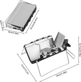 Camping stove - Portable and foldable - Camping cooking - 2600W - Three-sided windproof - Heat-resistant material - Silver - Front View