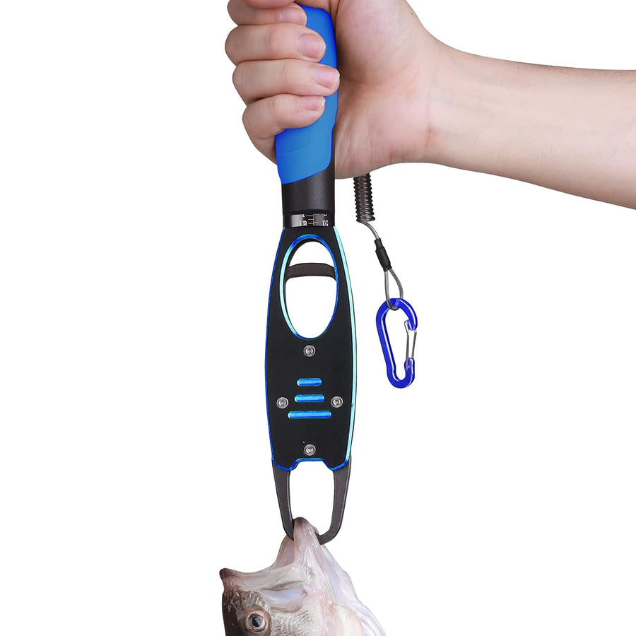 Fish Grabber with Scale - Non-Slip Handle - One-Handed Use - 360° Rotatable - Includes Wrist Strap