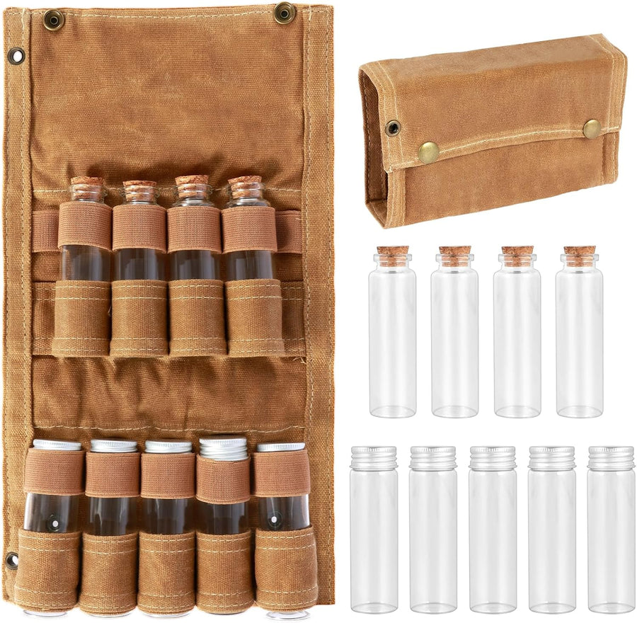 Camping Spice Set - Waterproof - 9 Spice Tins with Canvas Storage Bag and Hanging Hole