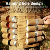 Camping Spice Set - Waterproof - 9 Spice Tins with Canvas Storage Bag and Hanging Hole - Side View