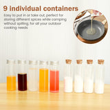 Camping Spice Set - Waterproof - 9 Spice Tins with Canvas Storage Bag and Hanging Hole