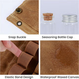Camping Spice Set - Waterproof - 9 Spice Tins with Canvas Storage Bag and Hanging Hole - 45-Degree Angle