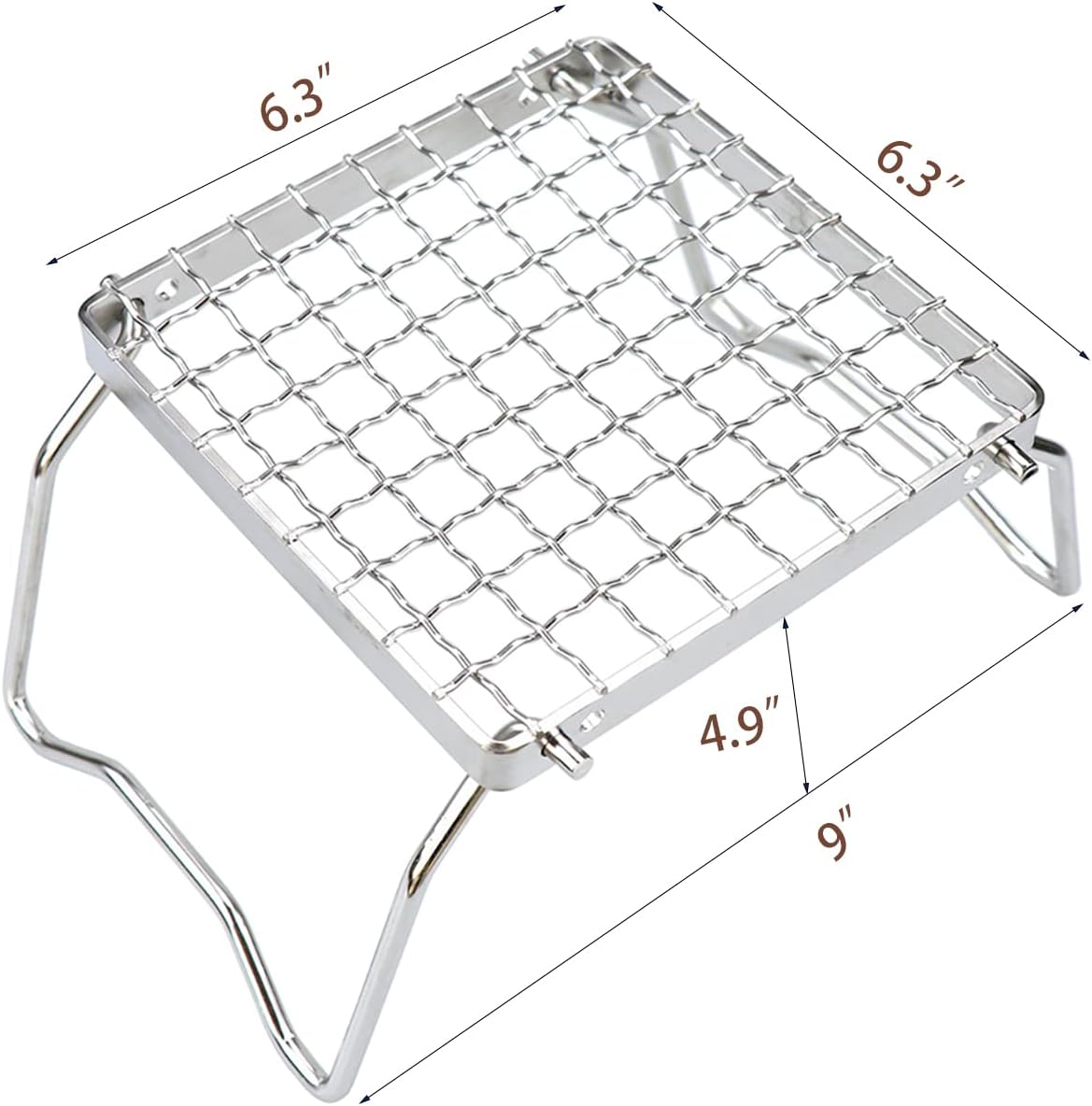 Folding Camping Grill - Stainless Steel 304 Cooking Grate with Folding Legs - Portable Charcoal and Cooking Stand - Lightweight BBQ Rack for Camping, Hiking and Backpacking