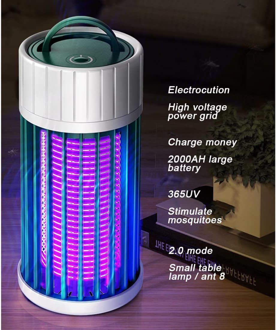 Outdoor Mosquito Trap - Rechargeable with UV Light (365 nm) - Silent and Portable - Can Also Be Used as a Night Light