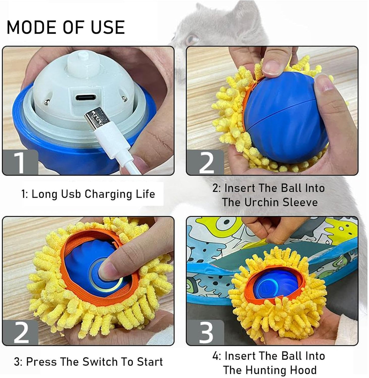 Play mat - Educational cat toy - USB automatic cat toy with three settings - 1 item