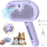 Self-Cleaning Brush - Antistatic - Pet - 3-in-1 - Purple - 1st