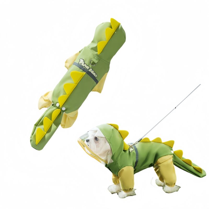Pet Raincoat-With Belt-Reflective Strips-Green-XXL-1pc