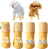 Dog Boots - Waterproof - Small and Medium Dogs - Yellow - Medium - 4 pcs - Front View