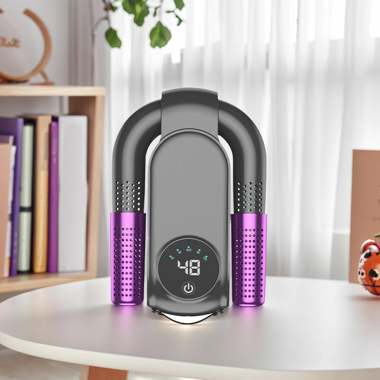 Shoe dryer - Foldable button dryer - Silent device - With timer - Black and purple - 1 pack