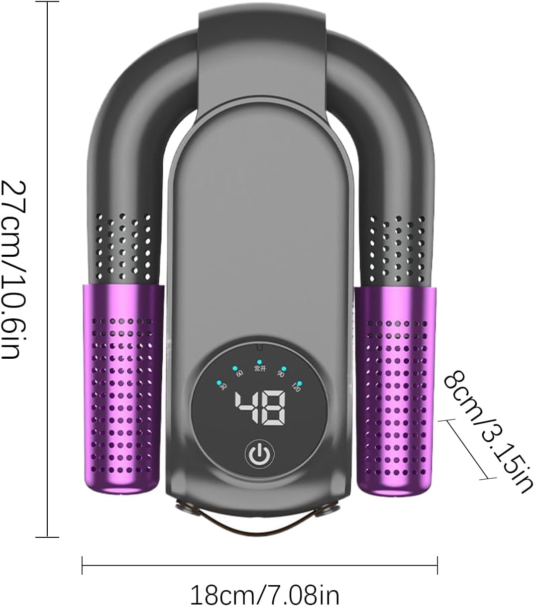 Shoe dryer - Foldable button dryer - Silent device - With timer - Black and purple - 1 pack