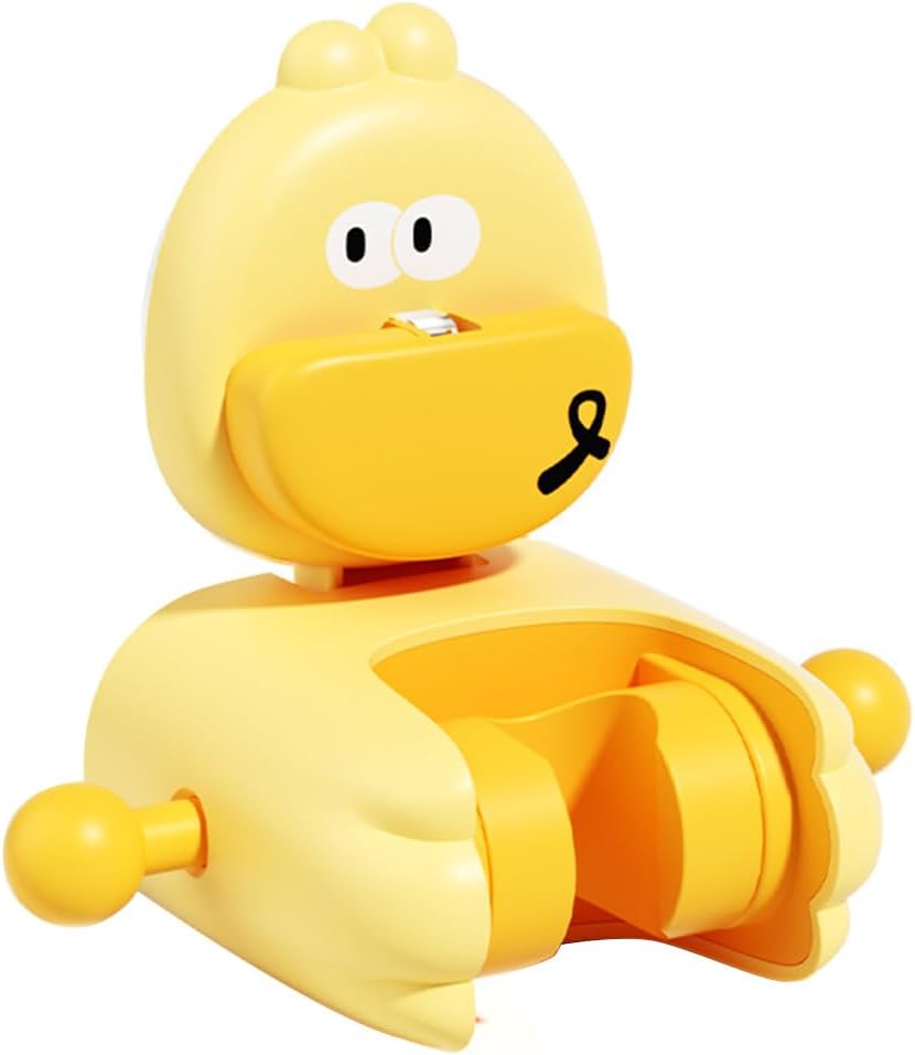 Adjustable Suction Cup Shower Head Holder, No-Drill Handheld Shower Bracket for Smooth Bathroom Walls, Duck Design, Yellow