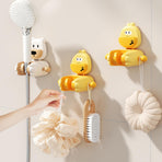 Adjustable Suction Cup Shower Head Holder, No-Drill Handheld Shower Bracket for Smooth Bathroom Walls, Duck Design, Yellow