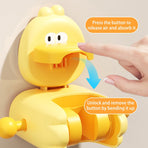 Adjustable Suction Cup Shower Head Holder, No-Drill Handheld Shower Bracket for Smooth Bathroom Walls, Duck Design, Yellow