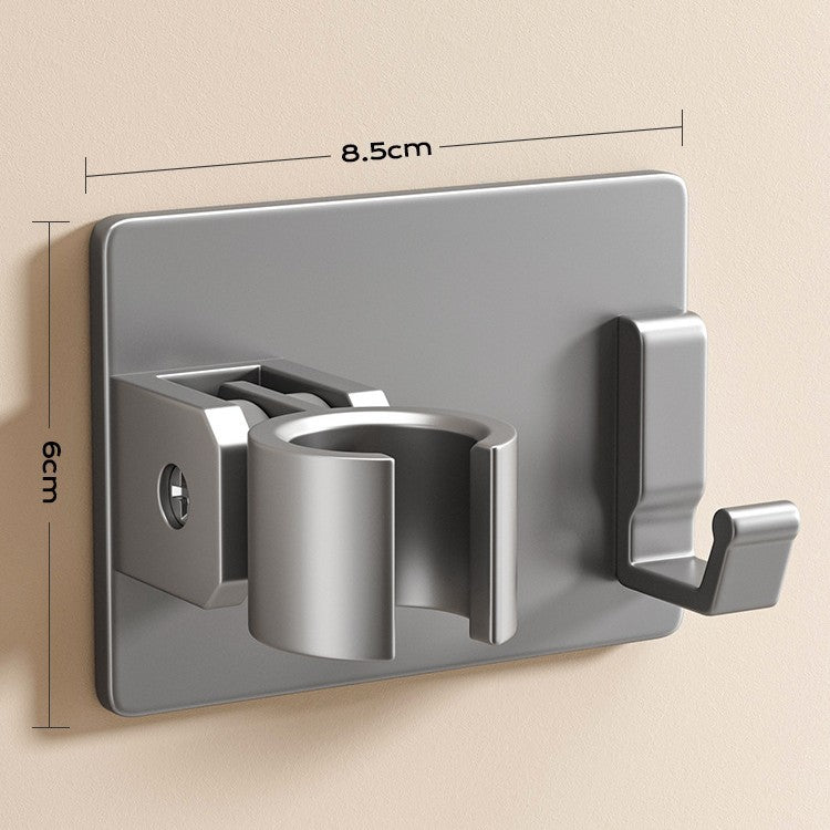 No-Drill Adjustable Shower Head Holder with Hook, Wall Mount Handheld Shower Bracket for Smooth Bathroom Walls, Silver