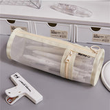 Pencil Case Pen Holder Transparent Large Capacity Off White 1 Piece - Front View