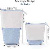 Pencil Case-Telescopic Pen Holder-Large Capacity-Light Blue-1 Piece - Front View