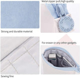 Pencil Case-Telescopic Pen Holder-Large Capacity-Light Blue-1 Piece - Side View