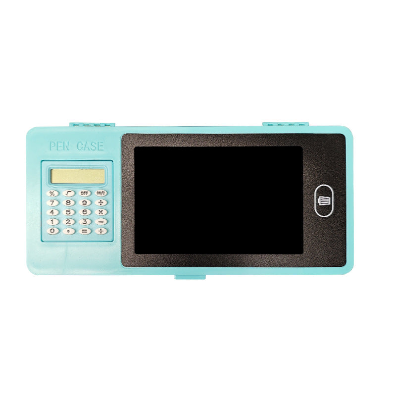 Pencil case - with writing pad and calculator - blue - 1 pack