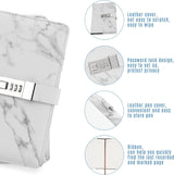 Diary with combination lock, waterproof leather, marble pattern, gray, 1 pack