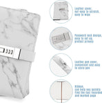 Diary with combination lock, waterproof leather, marble pattern, gray, 1 pack