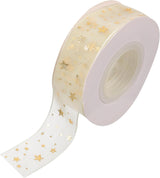 Gift ribbon - Mesh wrapping tape - Star pattern - 9 meters - 1 pack