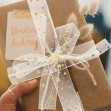 Gift ribbon - Mesh wrapping tape - Star pattern - 9 meters - 1 pack