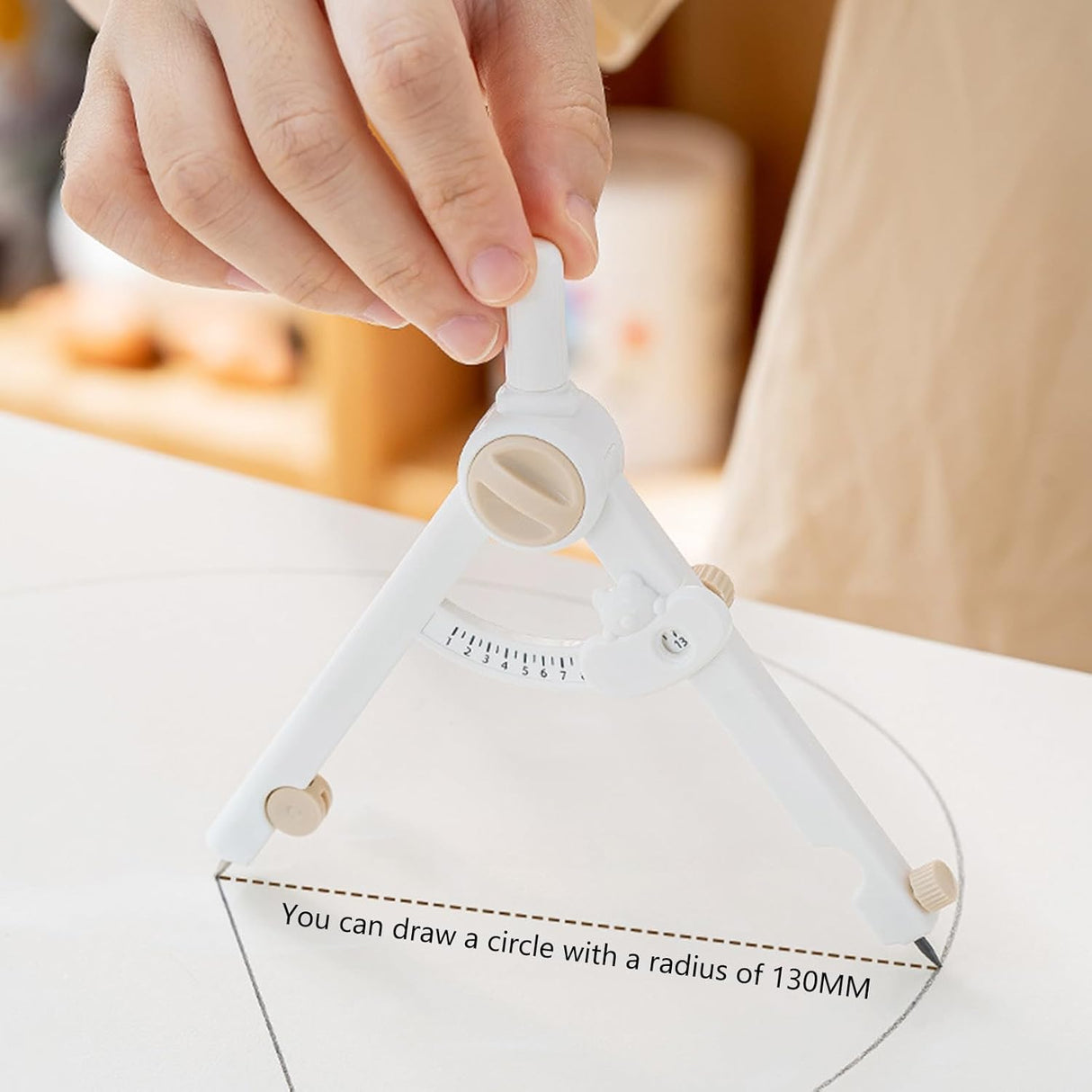 Compass - for drawing circles - adjustable scale - white - 1 piece