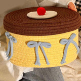 Storage Basket - Woven Cotton - Dustproof Desk Ornaments - 1 Pack - Top-Down View