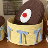 Storage Basket - Woven Cotton - Dustproof Desk Ornaments - 1 Pack - 45-Degree Angle