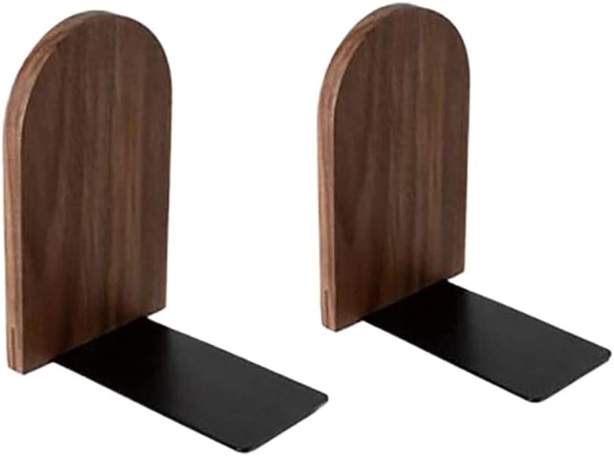 Bookends - Non-slip bookends - Heavy duty wooden bookends - Removable - 2-pack