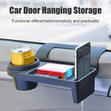 Car Key Box - Door and Window Pocket Accessory Organizer - with Cup Holder - Car Window Organizer - Key and Phone Organizer - Black