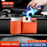 Car Key Box - Handy Bottle Holder for the Back Seat - Car Interior Accessory for Campers and Trucks - Orange - Leather - Front View