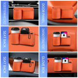 Car Key Box - Handy Bottle Holder for the Back Seat - Car Interior Accessory for Campers and Trucks - Orange - Leather - Top-Down View
