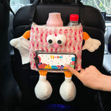 Car Key Box - Fun storage box for the car with hanging compartment - Scratch-resistant storage bag for the backseat - Handy car accessory - Large capacity - Pink - Side View
