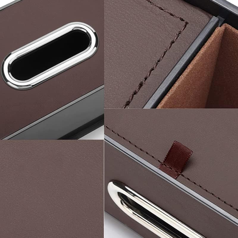 PU Leather Car Headrest Storage Organizer with Hook and Tissue Holder, Back Seat Accessory for Bags and Travel Items, Brown