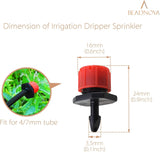 Drip Irrigation Emitters 50 Pieces Irrigation Drippers 360 Degree System Emitters Sprinklers Drip Irrigation 1/4 Inch Pipe Gardening (Red) - Front View