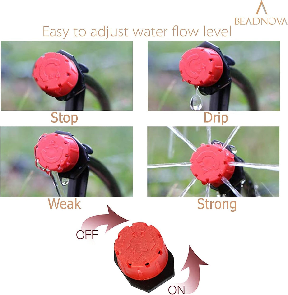Drip Irrigation Emitters 50 Pieces Irrigation Drippers 360 Degree System Emitters Sprinklers Drip Irrigation 1/4 Inch Pipe Gardening (Red)