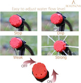 Drip Irrigation Emitters 50 Pieces Irrigation Drippers 360 Degree System Emitters Sprinklers Drip Irrigation 1/4 Inch Pipe Gardening (Red) - Top-Down View