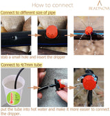 Drip Irrigation Emitters 50 Pieces Irrigation Drippers 360 Degree System Emitters Sprinklers Drip Irrigation 1/4 Inch Pipe Gardening (Red) - 45-Degree Angle