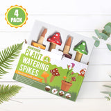 Self-Watering Spikes, Mushroom-Shaped Plant Watering Balls, Irrigation, Terracotta Watering Device, Garden Irrigation for Indoor and Outdoor Plants, 4-Pack - Front View