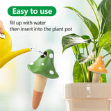 Self-Watering Spikes, Mushroom-Shaped Plant Watering Balls, Irrigation, Terracotta Watering Device, Garden Irrigation for Indoor and Outdoor Plants, 4-Pack - Top-Down View