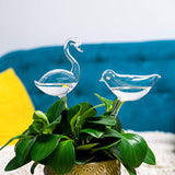 Self-watering globes, bird-shaped plant watering device, hand-blown, clear glass globe for indoor and outdoor plants, pack of 2 - Front View