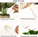 Self-watering globes, bird-shaped plant watering device, hand-blown, clear glass globe for indoor and outdoor plants, pack of 2 - Top-Down View