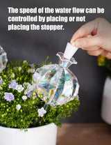 Large Plant Watering Balls (2-Pack), Iridescent Glass Cactus Self-Watering Globe, Glass Watering Device for Potted Plants - 4.7 oz/140 ml Capacity, Automatic Irrigation System, Cute Garden Gift - 45-Degree Angle
