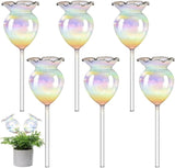 Plant Watering Balls Self-Watering Spikes Hand-Blown Laser Colorful Glass Plant Watering Balls Devices for Indoor & Outdoor Fill from Top 2 Stripe Flower Shape - Front View